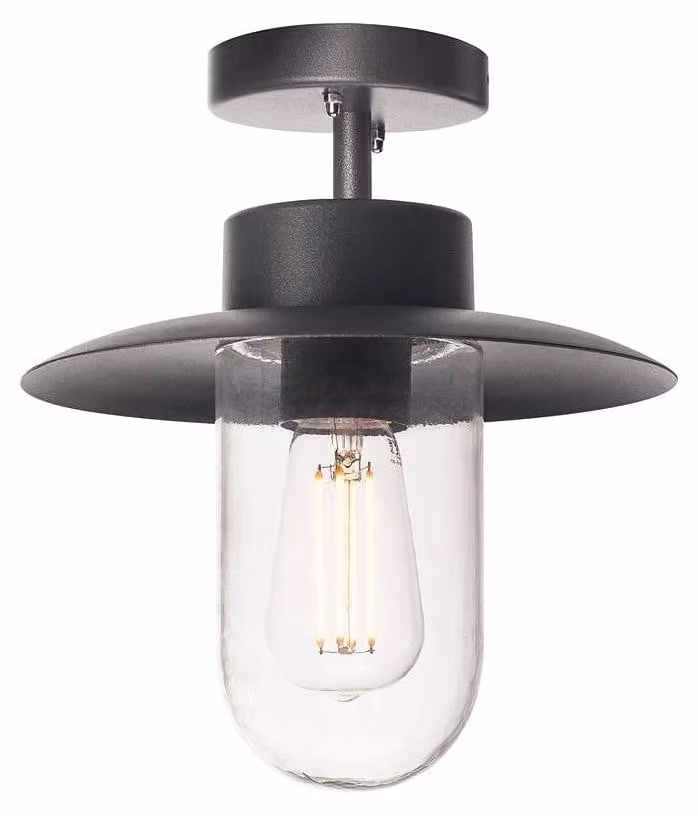 Lampada da soffitto E27, grado di protezione IP44, 60W, colore antracite, adatta per ambienti esterni