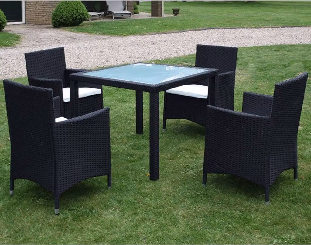Maison Exclusive - Set da giardino da 5 pezzi con cuscini, in rattan sintetico nero