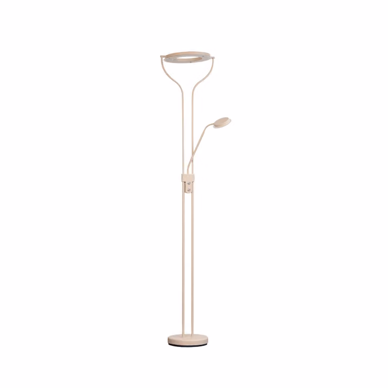 FISCHER & HONSEL Lampada da terra con luce lettura Davos, dimmerabile, Crema / Ambra, Soggiorno / Sala da pranzo, Metallo, Lampada LED da terra