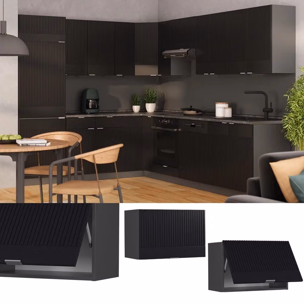 Pensile da cucina Vicco Fame-Line Nero rigato e Antracite L: 60 cm – 2