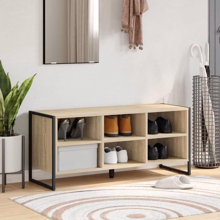 Scarpiera mobile vidaXL in stile industriale, colore marrone e beige, L 100 x P 35 x H 44 cm