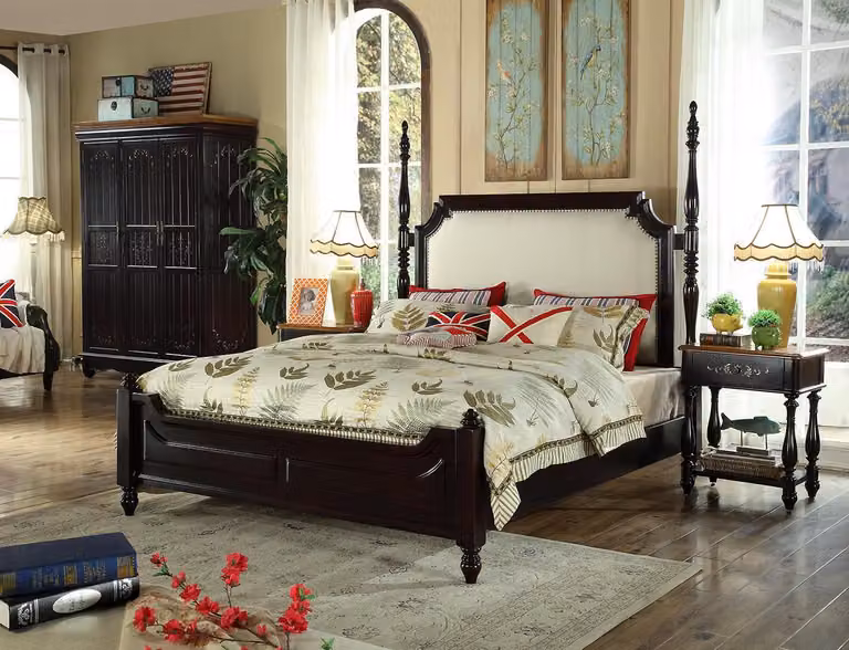 Amerikanische Holz Betten Luxus Echtholz Möbel Schlafzimmer Bett 3tl. Set