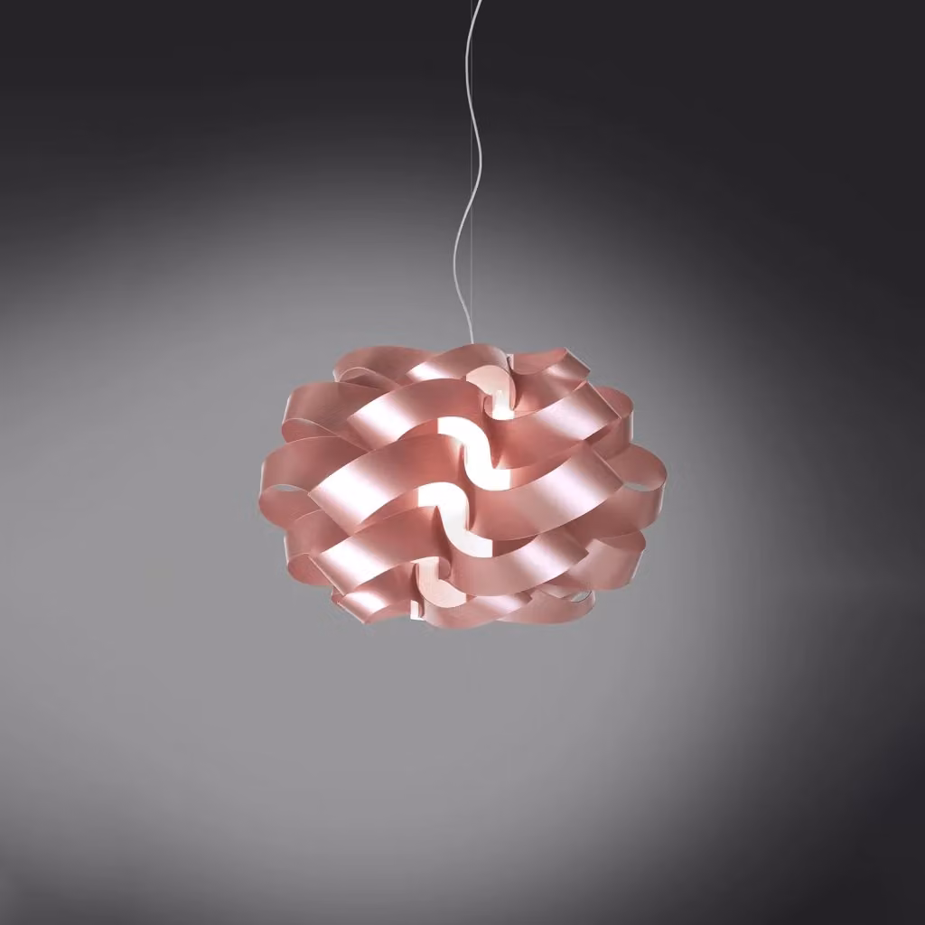 Lampada a sospensione moderna Cloud Linea Zero Polilux Pink e Cromo, diametro: 50 cm – 2