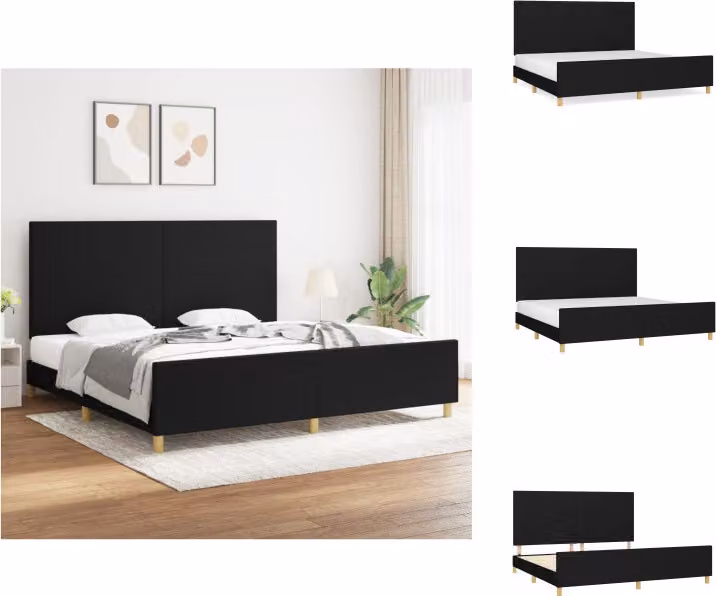 vidaXL Struttura letto con testiera in tessuto nero 200x200 cm - Letti e strutture letto