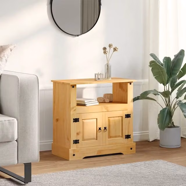 Mobile Porta TV vidaXL in Legno di Pino Messicano Marrone Stile Rustico L: 80 cm, P: 43 cm, H: 78 cm