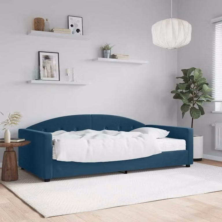 vidaXL Divano Letto in Velluto Blu con Materasso, L/P/H: 200 x 100 x 75 cm