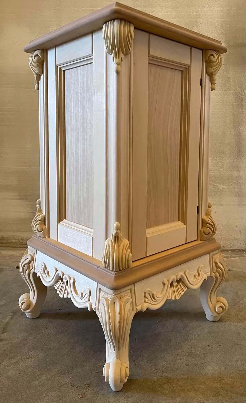 Porta vasi credenzina in legno grezzo stile barocco classico Mobili 2G L/P/H: 41 x 41 x 70 cm – 2