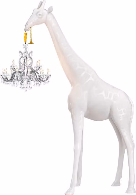 Lampada da tavolo Qeeboo Giraffe in Love XL in fibra di vetro bianca, dimmabile