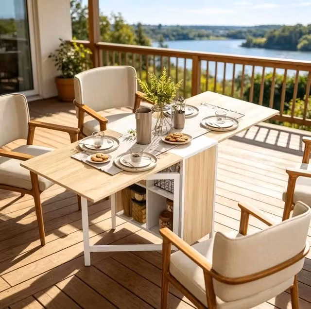 Tavolo da pranzo estensibile 170x60x75 cm in MDF e acciaio bianco per cucina –
