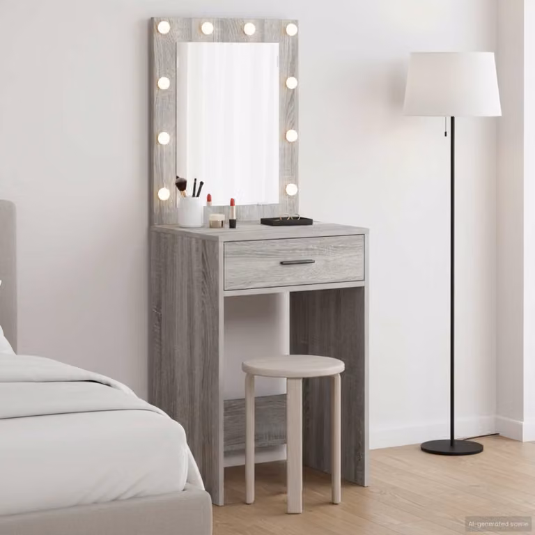 vidaXL Tavolo da Trucco Grigio con Design Minimalista L/P/H: 50 x 41 x 135 cm