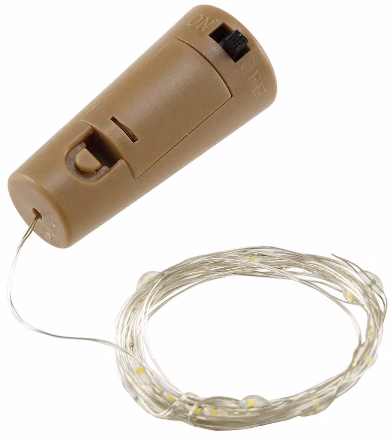 Catena luminosa a LED, confezione da 10, 20 LED bianco caldo, 2 metri, filo argentato