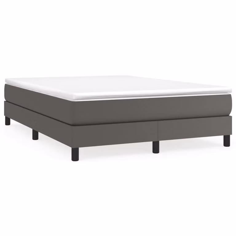 Giroletto a Molle con Materasso Grigio 140x200 cm in Pelle finta