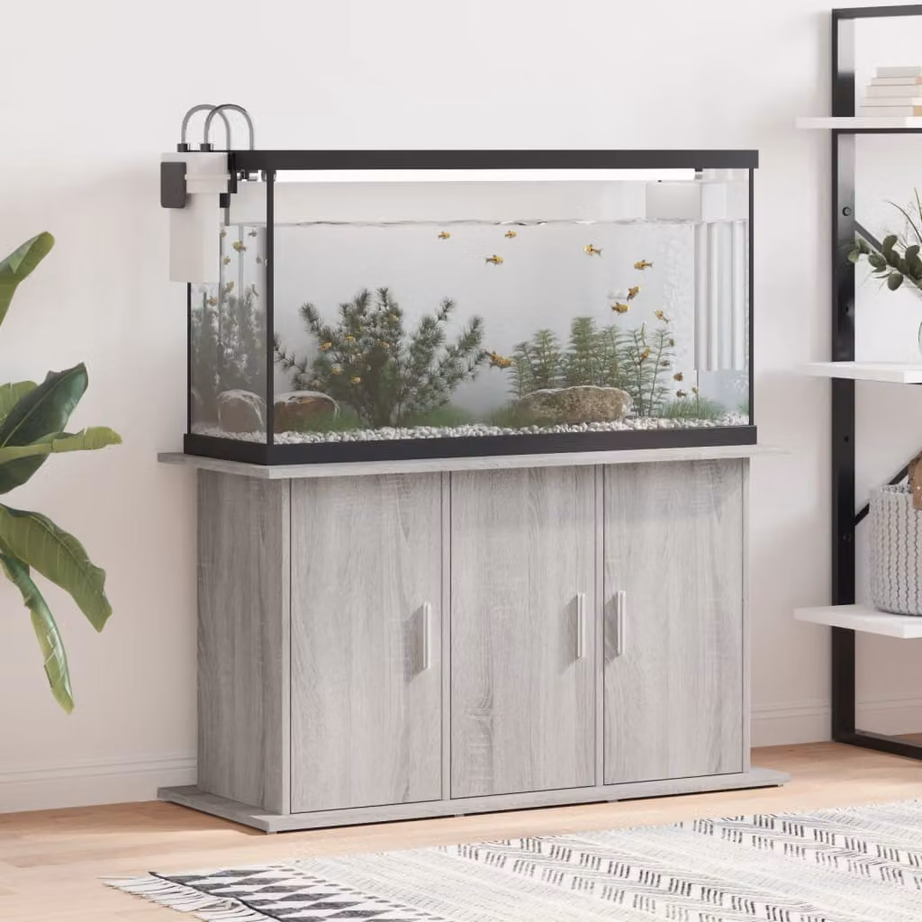 vidaXL Supporto Acquario Moderno in Legno e MDF Grigio L: 101 cm, P: 41 cm, H: 58 cm