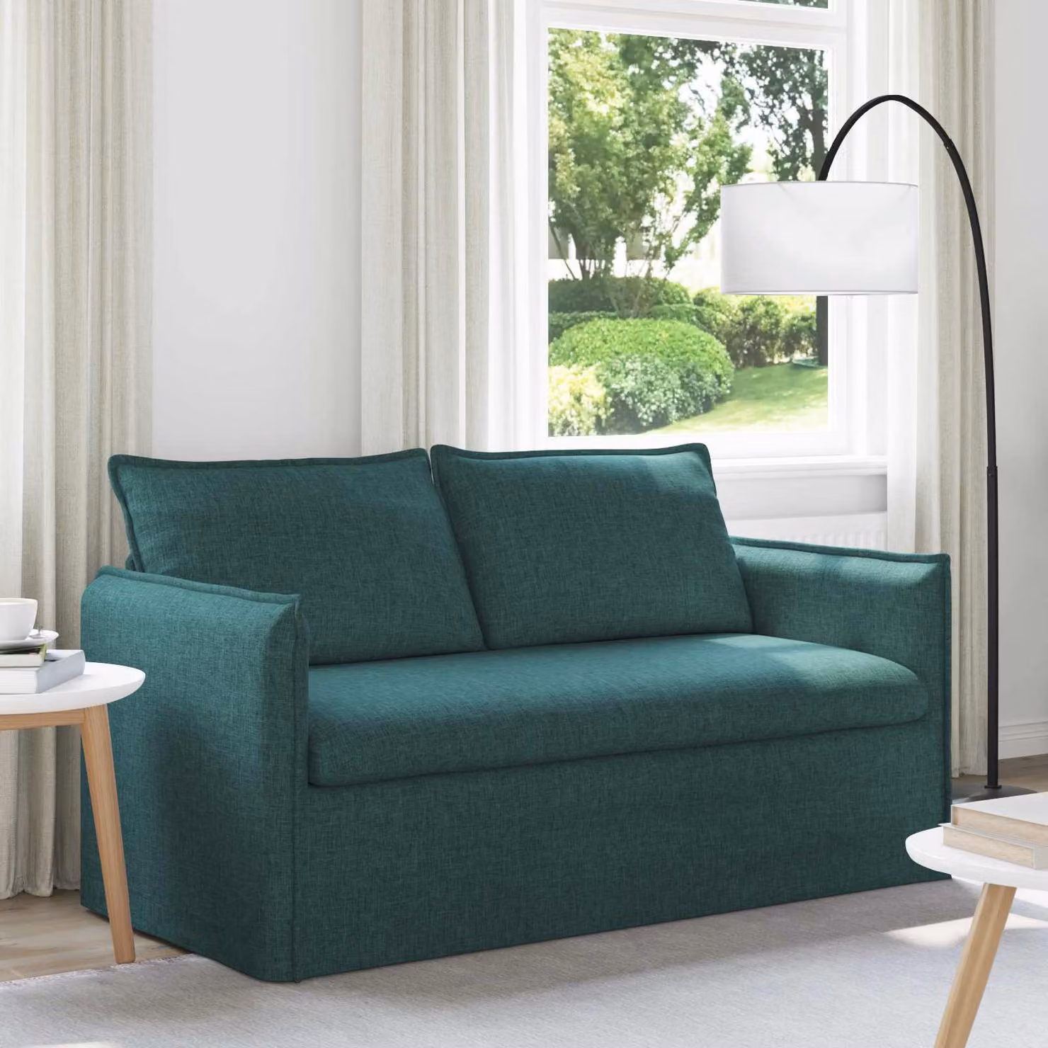 vidaXL Divano Moderno in Tessuto Verde e Nero con Struttura in Metallo L: 156 cm, P: 82 cm, H: 85 cm – 1