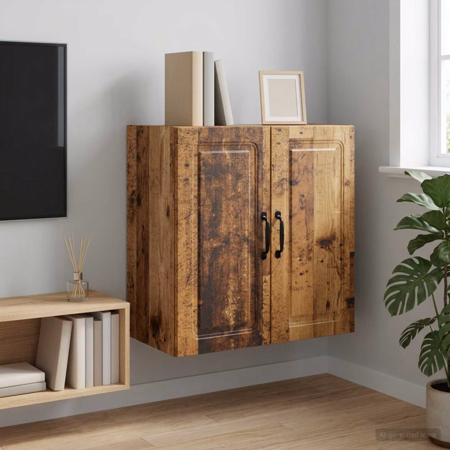 Mobiletto a muro vidaXL in legno marrone opaco con ante a battente e ripiani regolabili L/P/H: 59 x 31 x 60 cm