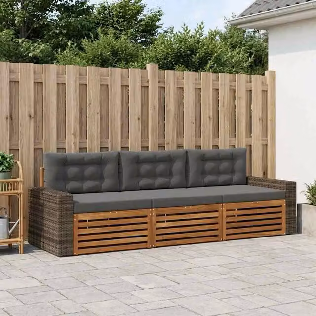 Set di divani da esterno 3 pz Naturale e Antracite Poliestere 3382980