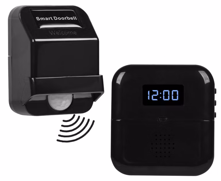 Sensore di movimento PIR wireless, campanello, allarme per cassetta delle lettere, colore nero