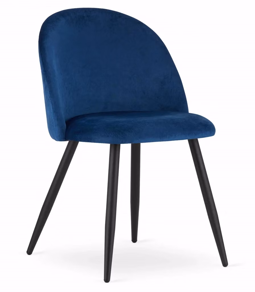 Set di 3 sedie Valora in velluto blu navy con gambe in metallo nero per soggiorno e ufficio – 2