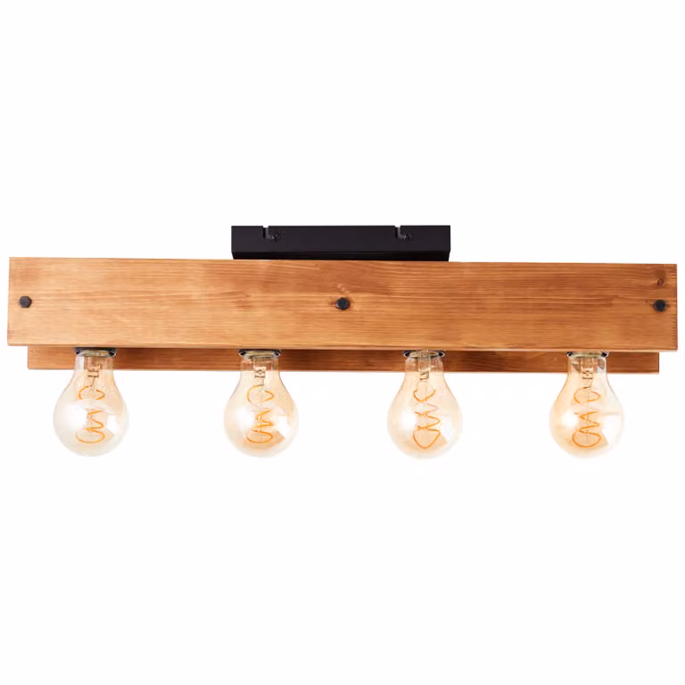 BRILLIANT Calandra plafoniera 4flg nero/colore legno 99450/76
