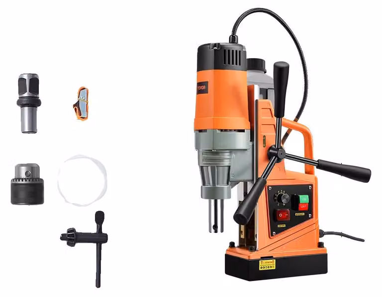 Trapano magnetico, motore da 1550 W, velocità regolabile da 0 a 500 giri/min, arancione/nero