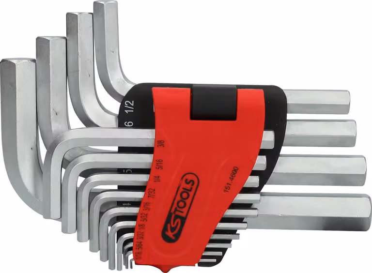 KS TOOLS Set di chiavi a bussola esagonali con supporto pieghevole 14 pz.1/16"-3/4" - 151.4600