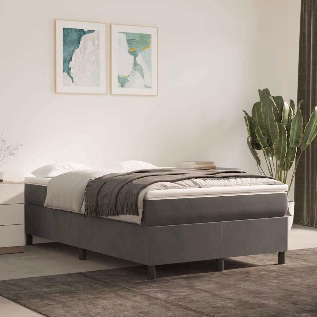 vidaXL Struttura Letto a Rete con Doghe a Molla in Velluto Grigio L: 120 cm, P: 200 cm