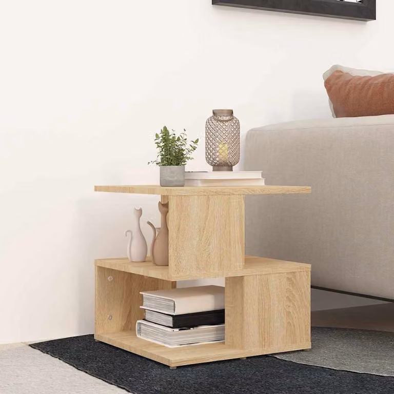 Tavolino Quadrato vidaXL in Legno Rovere Sonoma, Colore Marrone/Beige, L/P/H: 40 x 40 x 40 cm