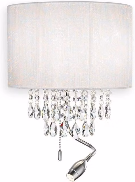 Applique Classica IDEAL LUX in Metallo, Cristallo e PVC, Colore Bianco e Cromo, 3 Luci E14