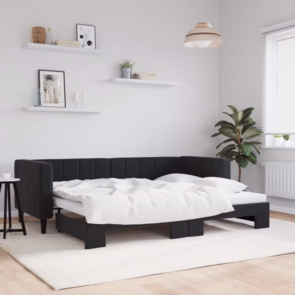 vidaXL Divano Letto con Letto Estraibile in Velluto Nero