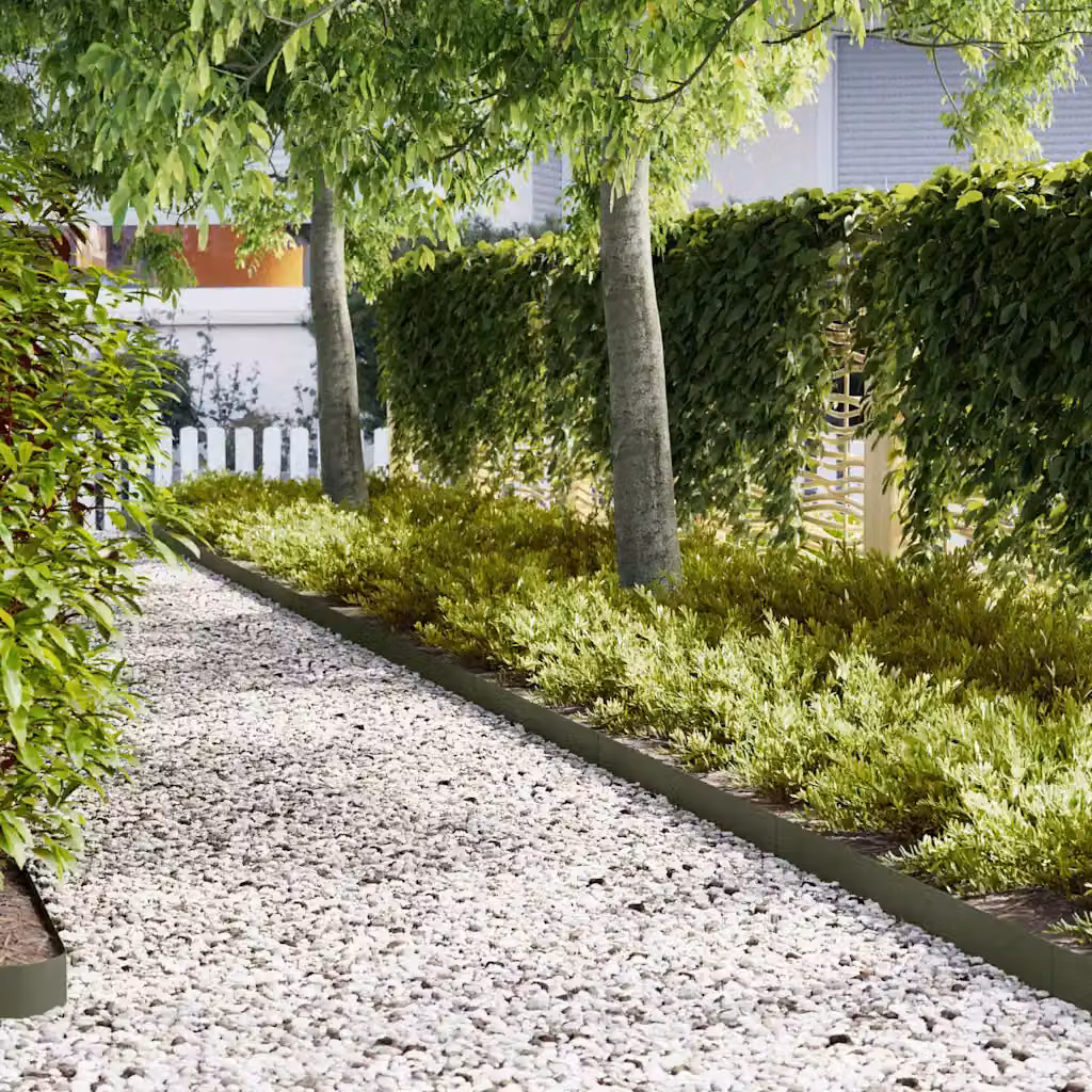 vidaXL Set di 50 Bordure per Prato in Acciaio Verde, L: 100 cm, P: 0,05 cm, H: 15 cm