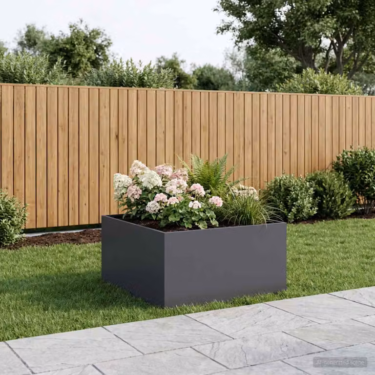 Vaso da giardino vidaXL in metallo Antracite L: 80 cm, P: 80 cm, H: 40 cm