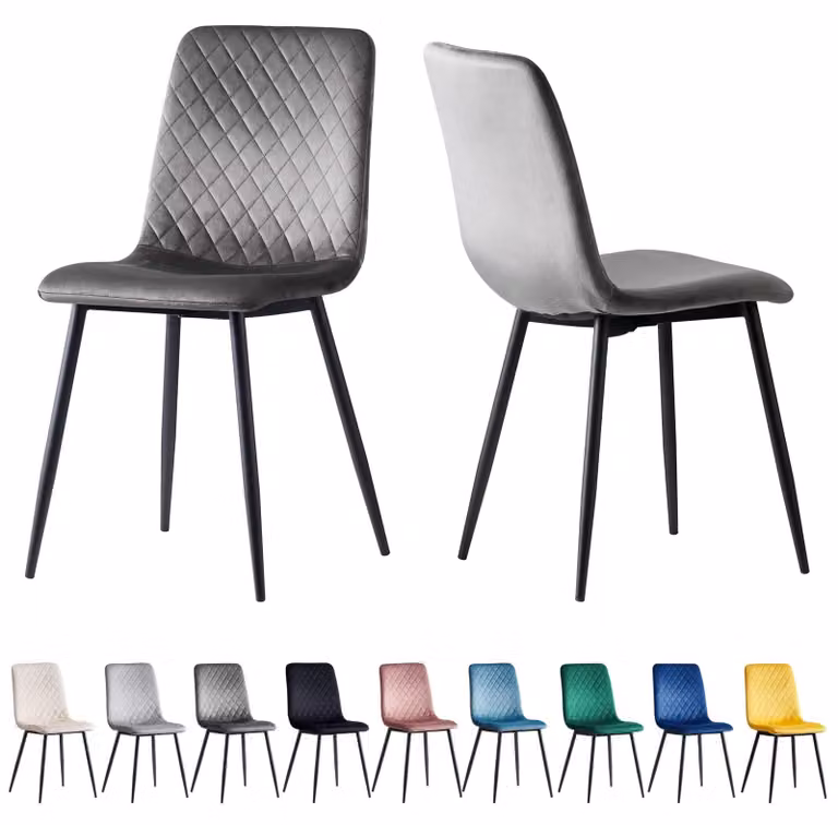 Set di 2 eleganti sedie da pranzo con gambe in metallo