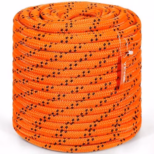 Corda in poliestere doppia intrecciata VEVOR arancione e nera, diametro 19 mm e lunghezza 67,06 m, ideale per arrampicata, escursionismo e campeggio