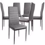 Set di sedie da pranzo, disponibili in confezioni da 2, 4, 6 o 8 pezzi. Sedie per cucina e soggiorno, rivestite in ecopelle, colore: grigio; confezione: 6 pezzi
