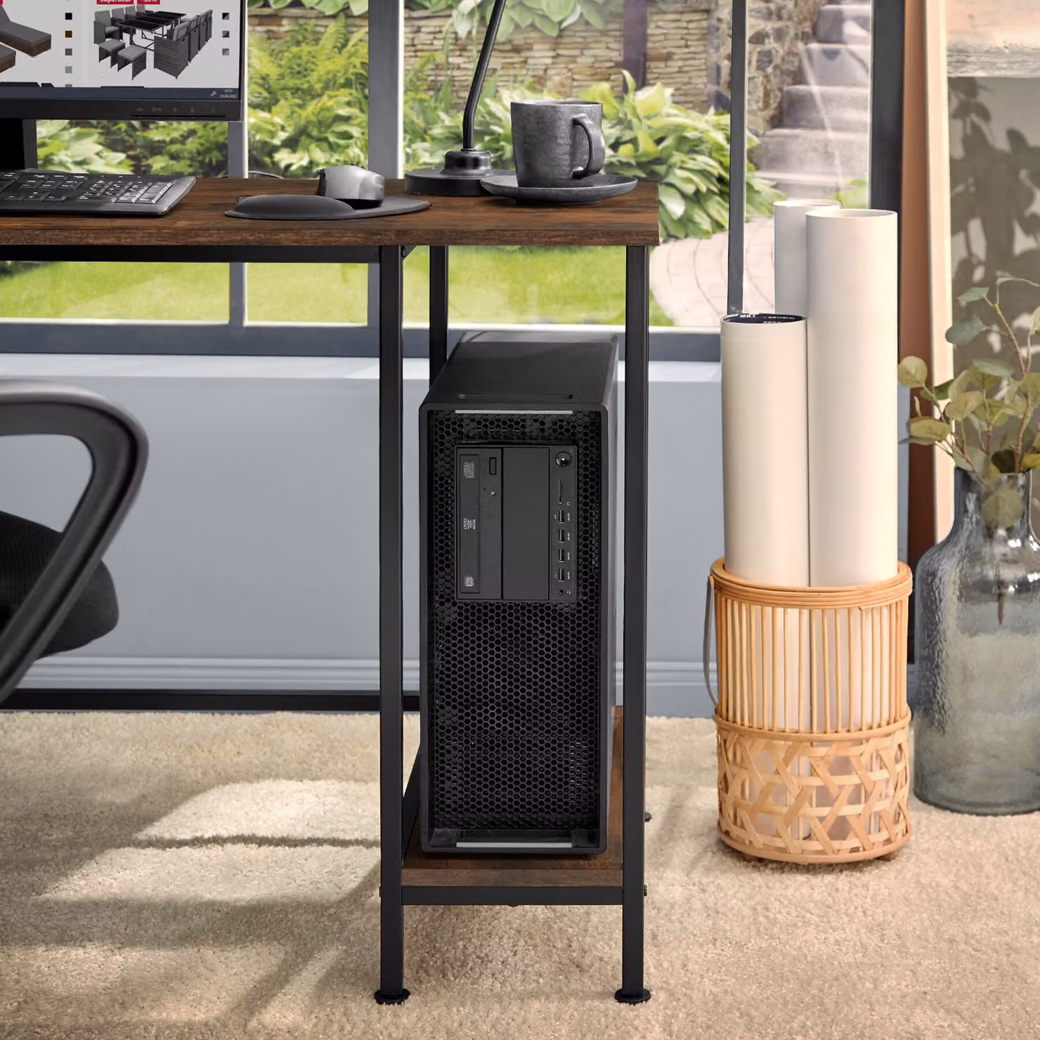 Scrivania da computer TecTake in stile industriale marrone L: 137 cm, P: 55 cm, H: 75 cm – 3