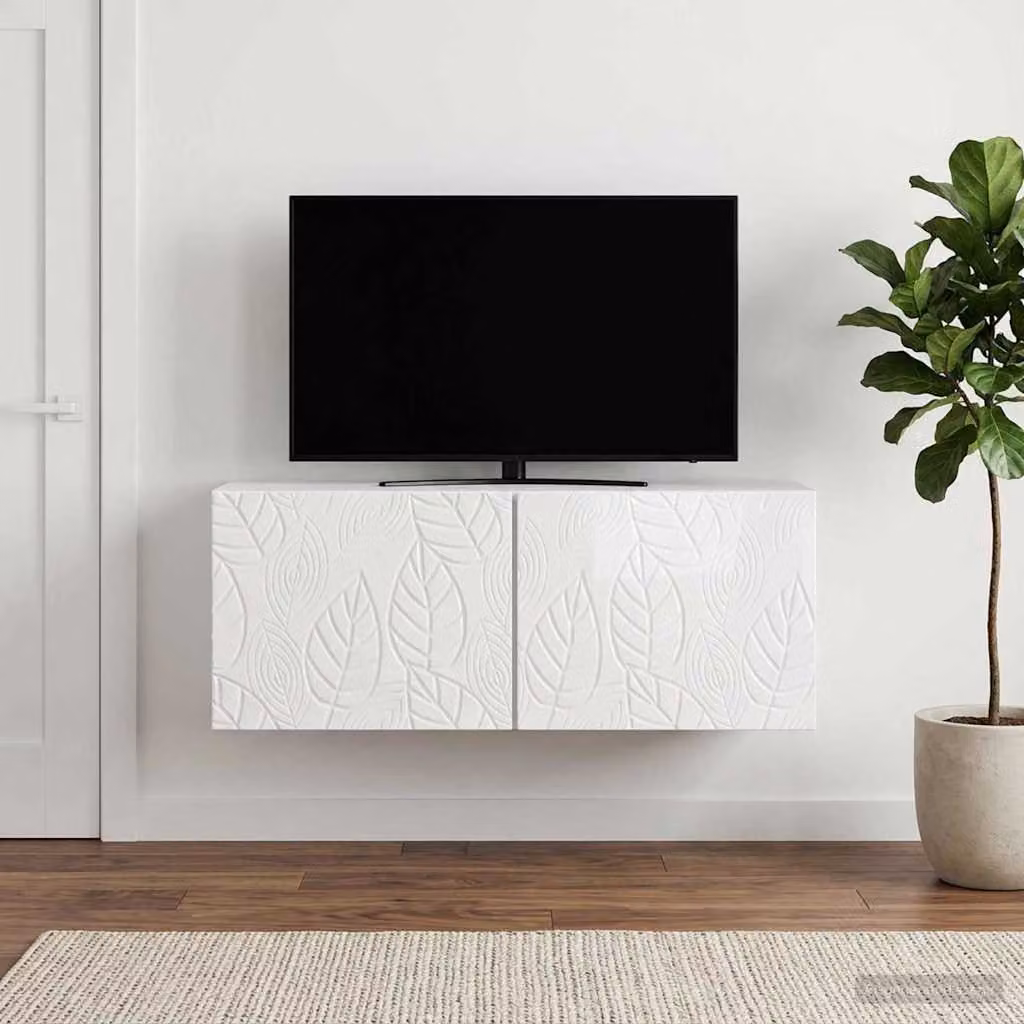 vidaXL Mobile Porta TV da Muro Bianco Lucido in Legno Stile Vintage