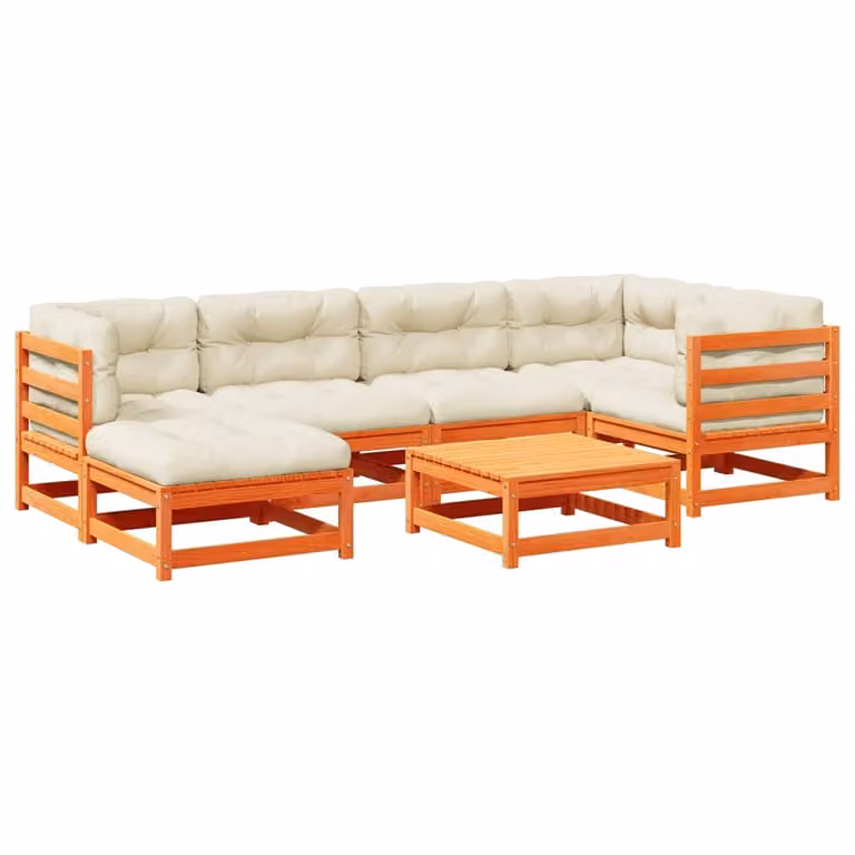 Maison Exclusive - Set Divani Giardino 7 pz con Cuscini Marrone Cera Massello Pino
