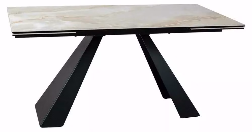 FURNLUX Tavolo da pranzo Salvadore, beige e nero, 160 cm / Colore principale: / Dimensioni: