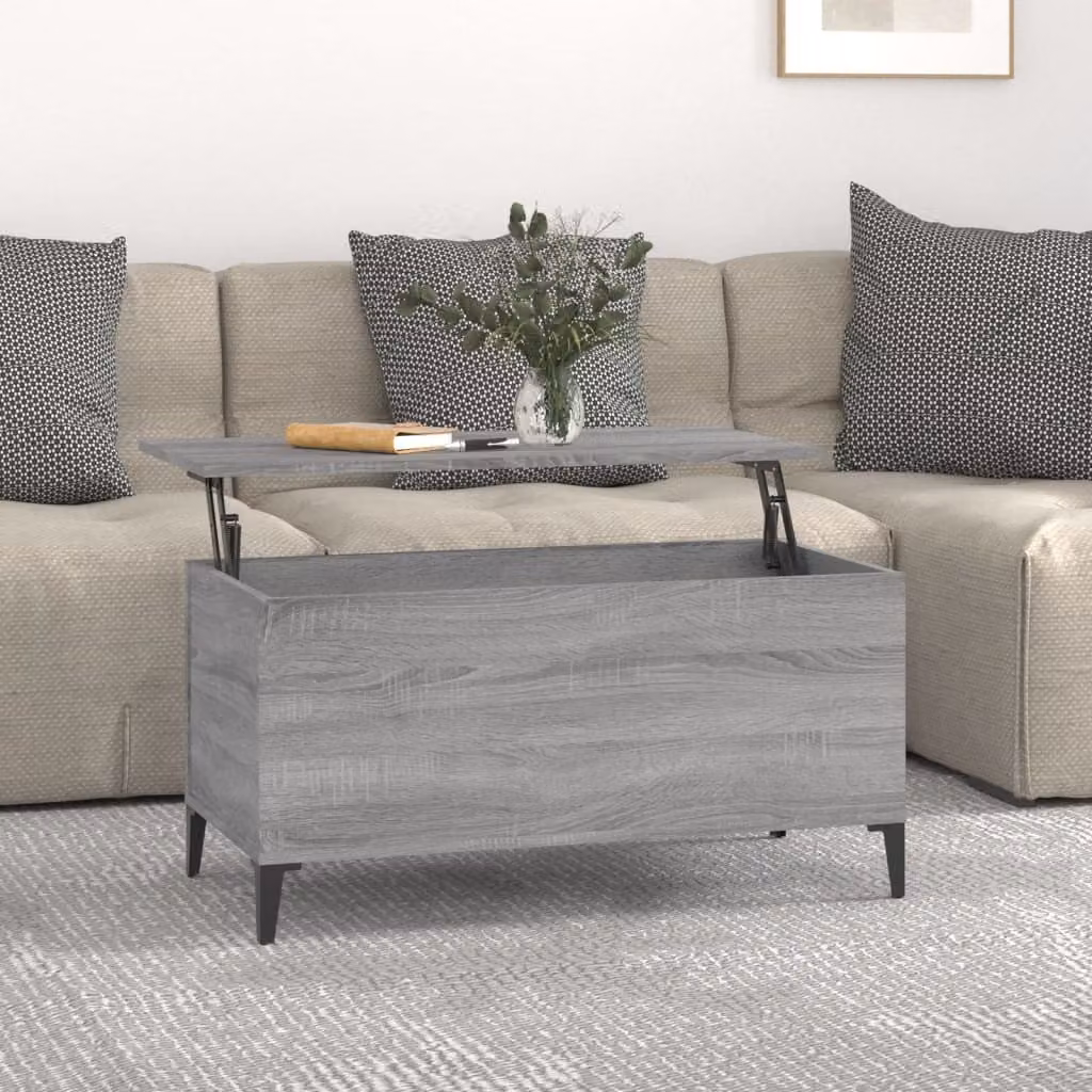 The Living Store Tavolino Grey Sonoma 90x44,5x45 cm Materiale a base di legno