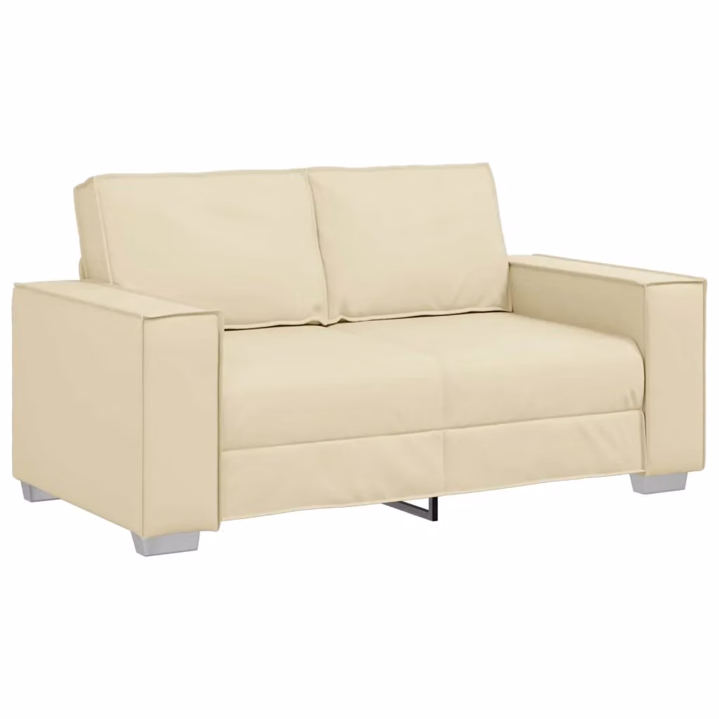 Divano a due posti moderno vidaXL in pelle sintetica beige con cuscini, L: 160 cm, H: 84 cm, P: 78 cm – 2