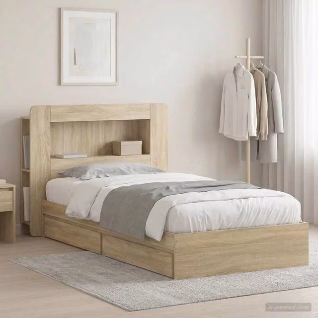 Telaio del letto con storage Rovere Sonoma 90 x 190 cm 3433628