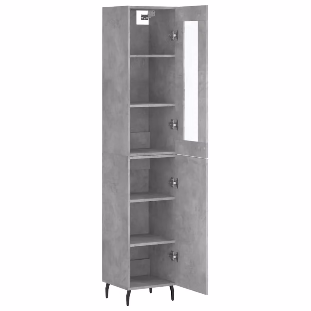 Mobile contenitore buffet moderno in legno ingegnerizzato grigio per cucina e soggiorno L: 34,5 cm, P: 34 cm, H: 180 cm – 2