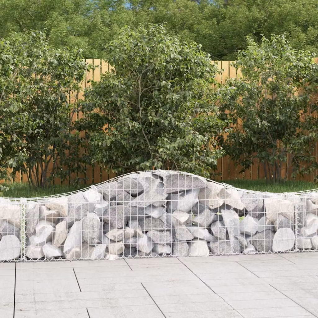 Set di 11 Cesti Gabbioni ad Arco vidaXL in Acciaio Zincato Grigio, L: 200 cm, P: 30 cm, H: 40/60 cm