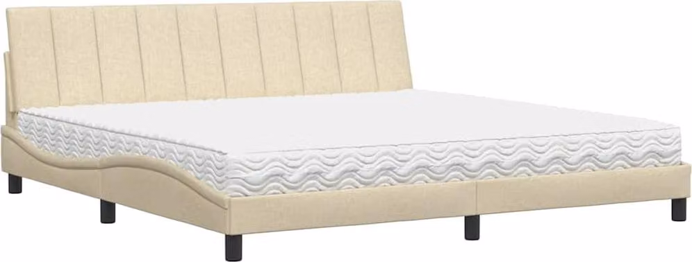 SYFAX™ Letto con Materasso Hanko Crema 200x200 cm in Tessuto