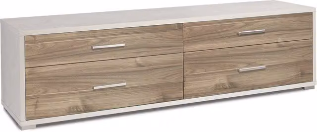 Mobile Basso 4 Cassetti 179x50x47 cm Ossido Bianco/Noce Stelvio