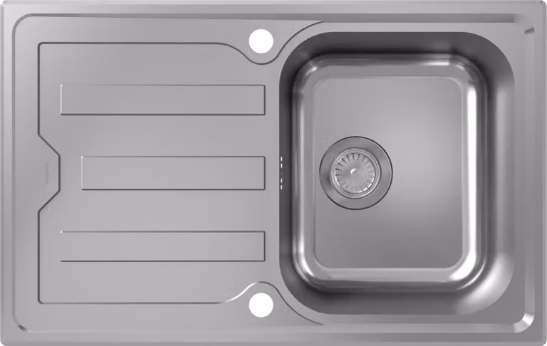 hansgrohe S44 Evier encastré 342, acier inoxydable, avec égouttoir court, 790x500mm, 43364800, 43364800