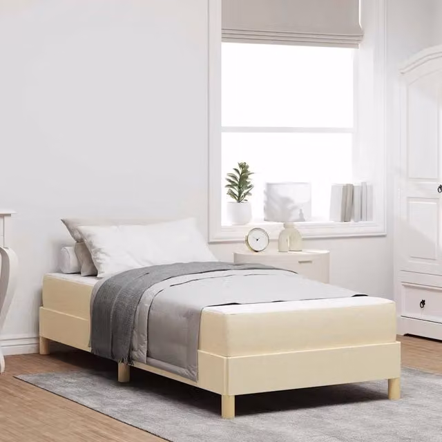 Letto moderno con materasso a molle insacchettate vidaXL in tessuto beige L/P: 100 x 200 cm – 1