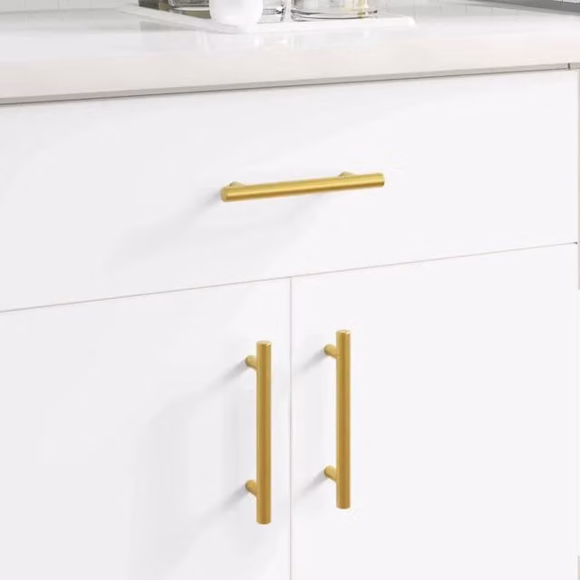 Set di 510 maniglie per armadio vidaXL in acciaio inox color oro lucido, lunghezza 150 mm