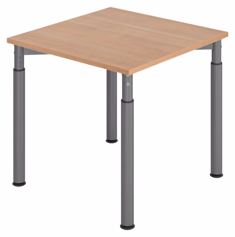 bümö Scrivania Serie-Y - Dimensioni: 80 x 80 cm, struttura: grafite, decorazione: noce