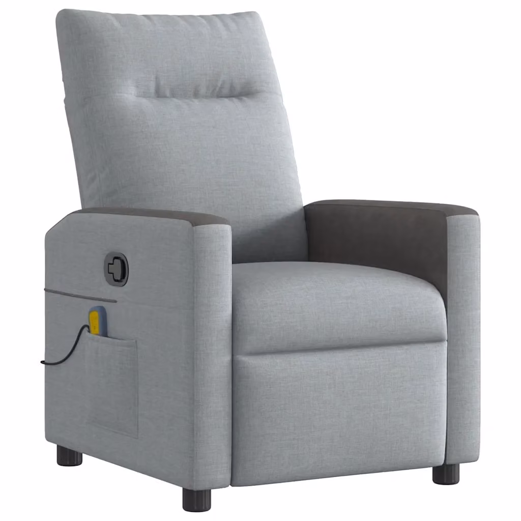 Poltrona Relax Reclinabile vidaXL in Tessuto Grigio e Nero con Braccioli – 2